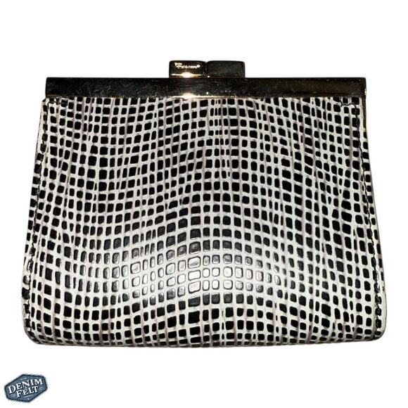 Salvatore Ferragamo Handbags - Salvatore Ferragamo Vintage Snap Frame Coin Wallet – Black & White Grid Pattern
